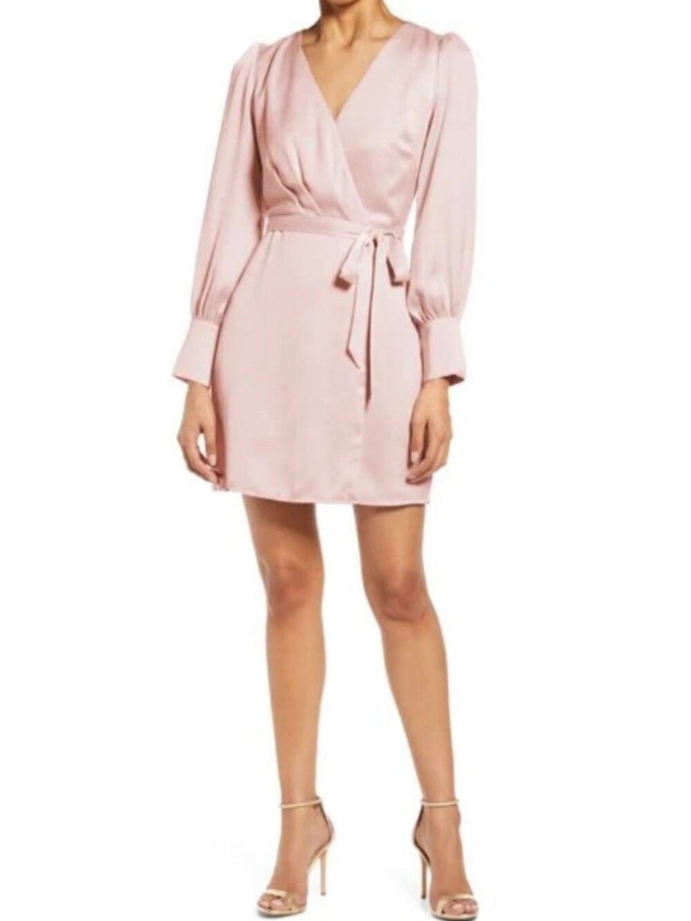 Adelyn Rae Ballerina Pink Wrap Mini Dress with Tie Waist